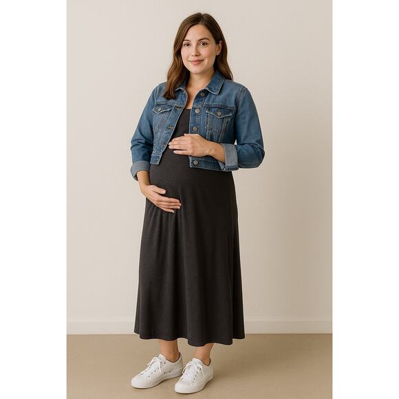 Ingrid & Isabel Maternity Black Sleeveless Maxi Dress Size S - Picture 1 of 11